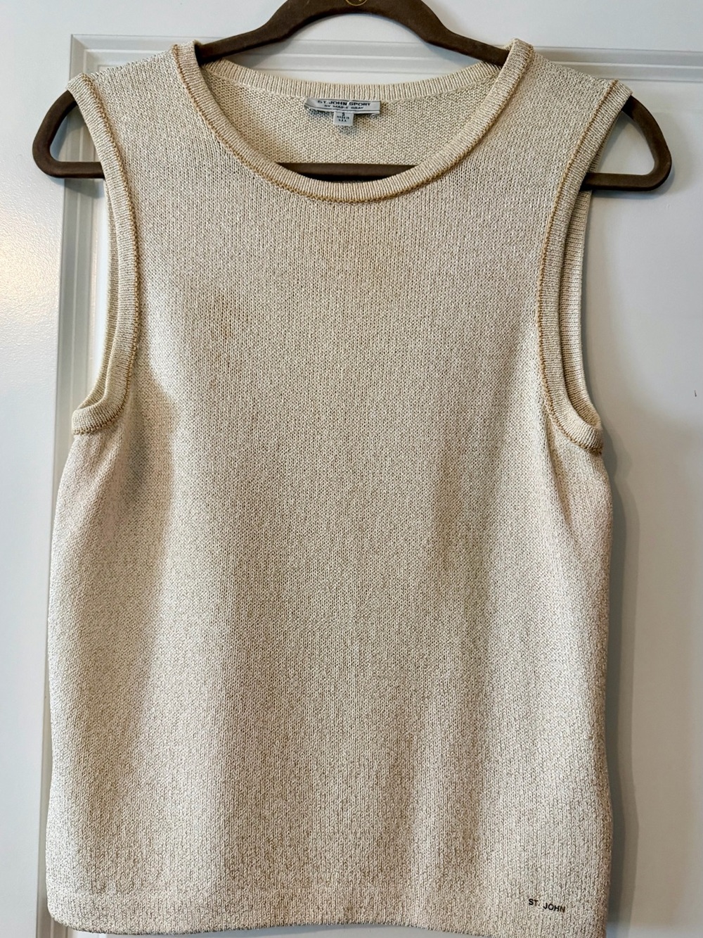 St. John Sport by Marie Gold Cream Knit Sleeveless Tank sweater